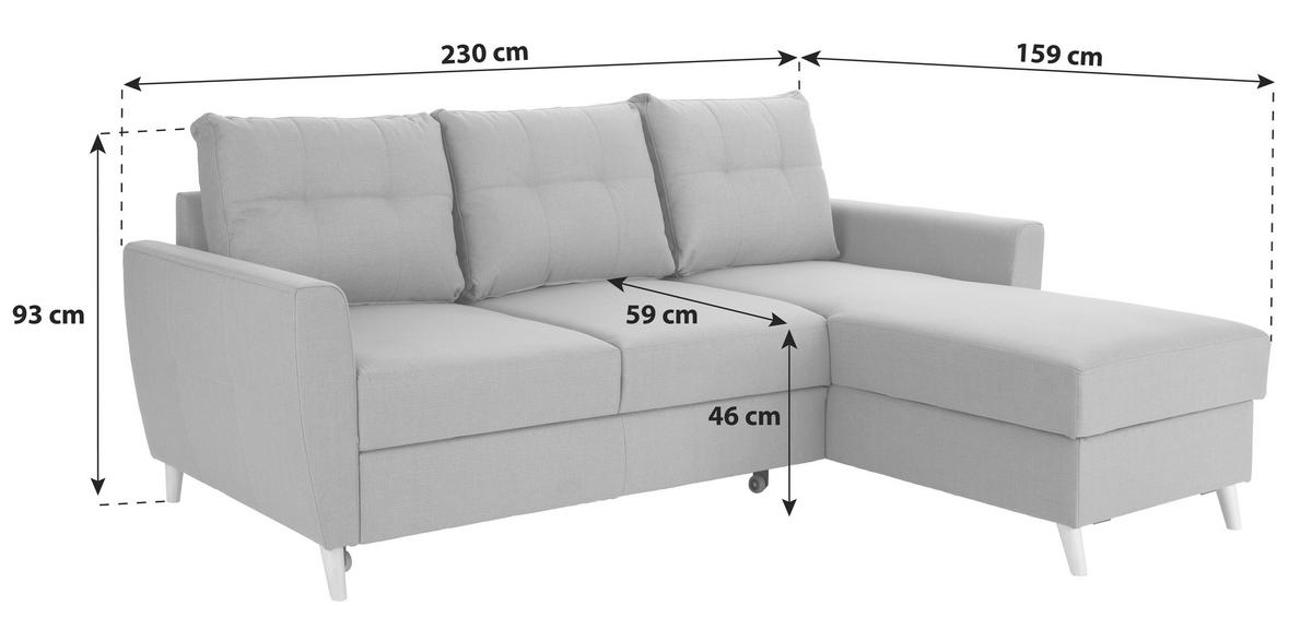 Sarokkanapé Clio - szürke, Design, textil (230/159cm) - Ondega