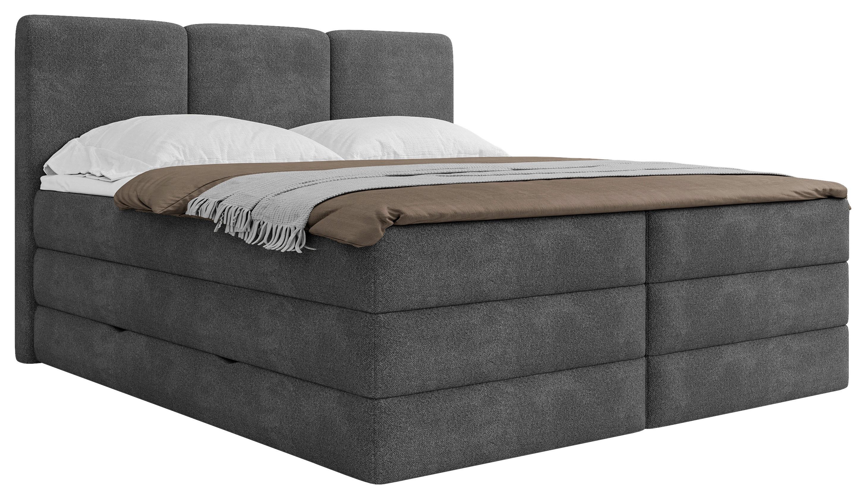 Boxspringbett mit Bettkasten 180x200 cm Castel V - Anthrazit/Schwarz, MODERN, Holz/Holzwerkstoff (180/200cm) - MID.YOU