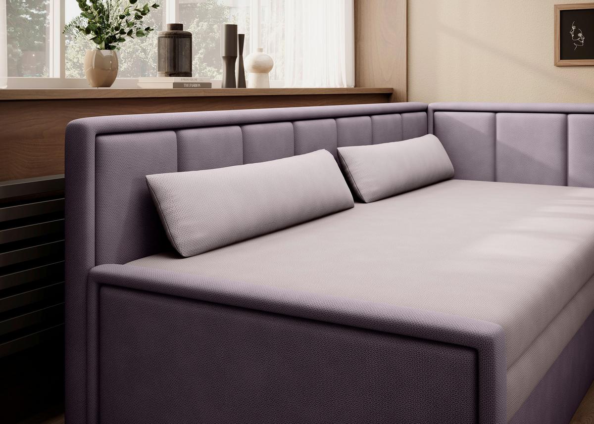 Récamiere Fulgeo Rechts Lila, Rosa, B: 214 Cm - Lila/Schwarz, Design, Textil (214/77/82cm) - MID.YOU