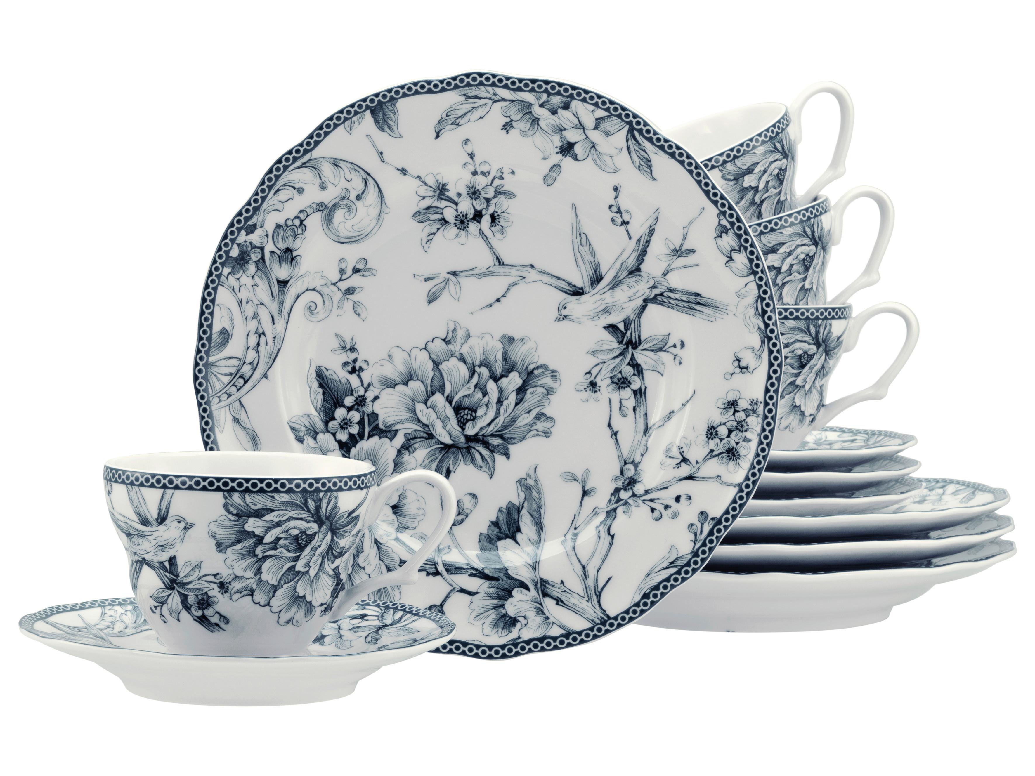 KAFFEESERVICE Weiß, Blau, 12--Teilig. - Blau/Weiß, Basics, Keramik - Creatable