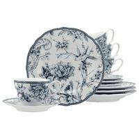 KAFFEESERVICE Weiß, Blau, 12--Teilig. - Blau/Weiß, Basics, Keramik - Creatable