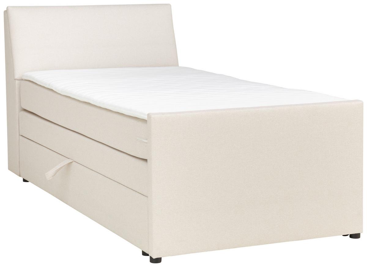 Boxspringbett Mit Bettkasten Nida 120x200 Cm Creme - Creme/Schwarz, MODERN, Holz/Textil (120/200cm) - MID.YOU