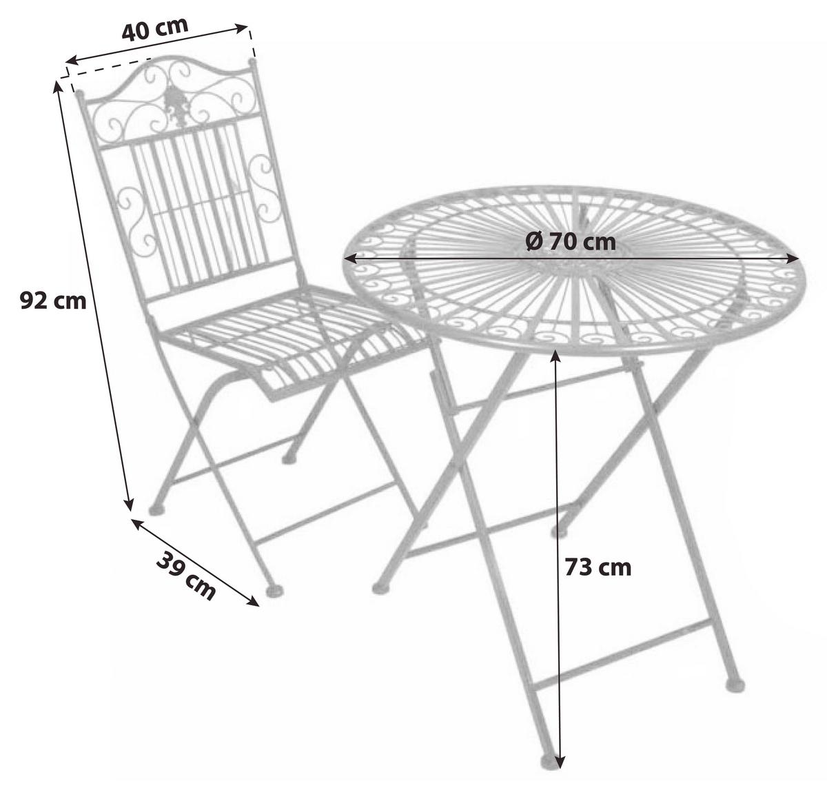 Balkonmöbel Set Mangan Metall - Rostfarben, Basics, Metall (40/92/39cm) - Gardenson
