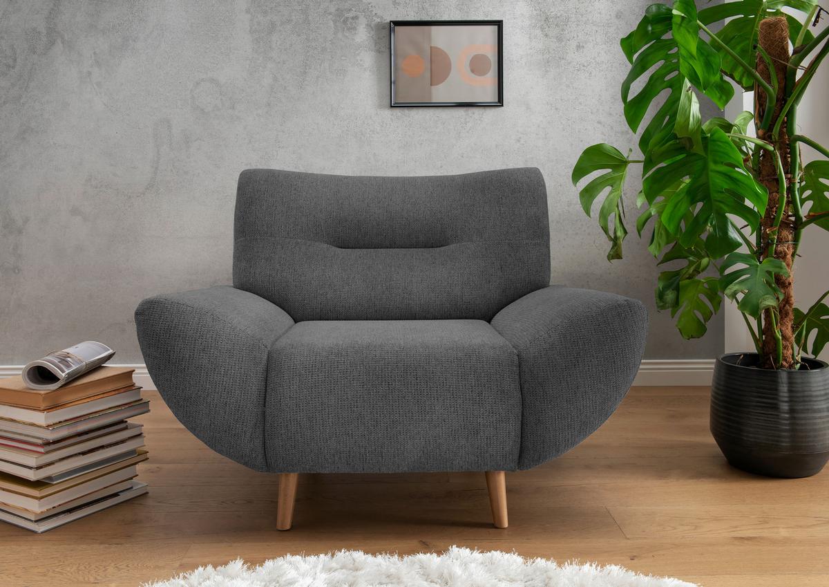 Sessel Drago Anthrazit B/H/T: 111/81/90 cm - Wildeiche/Anthrazit, MODERN, Holz/Textil (111/81/90cm) - MID.YOU