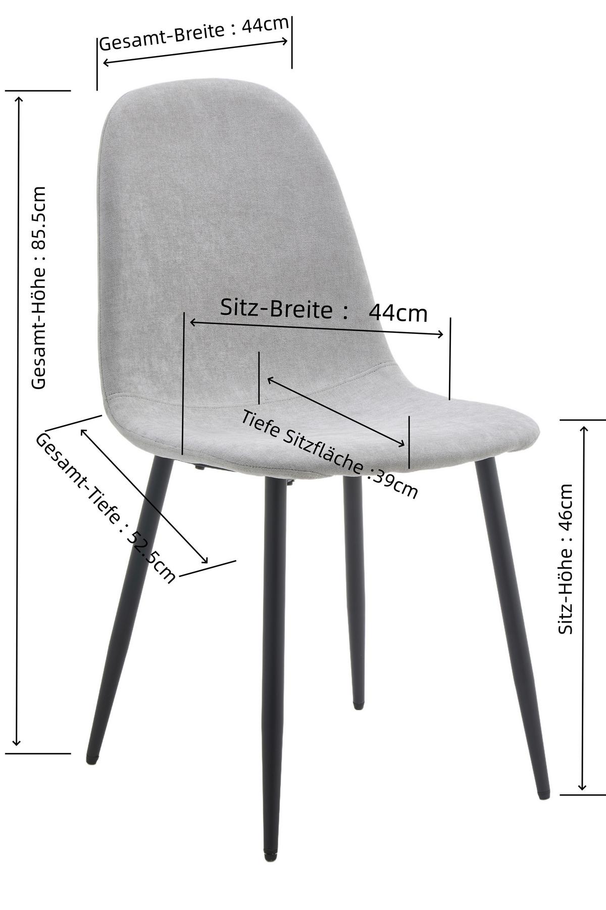 Tischgruppe Vols Giga 7-teilig Dekor grau/Webstoff grau - Schwarz/Grau, MODERN, Holzwerkstoff/Textil (160/75/90cm)