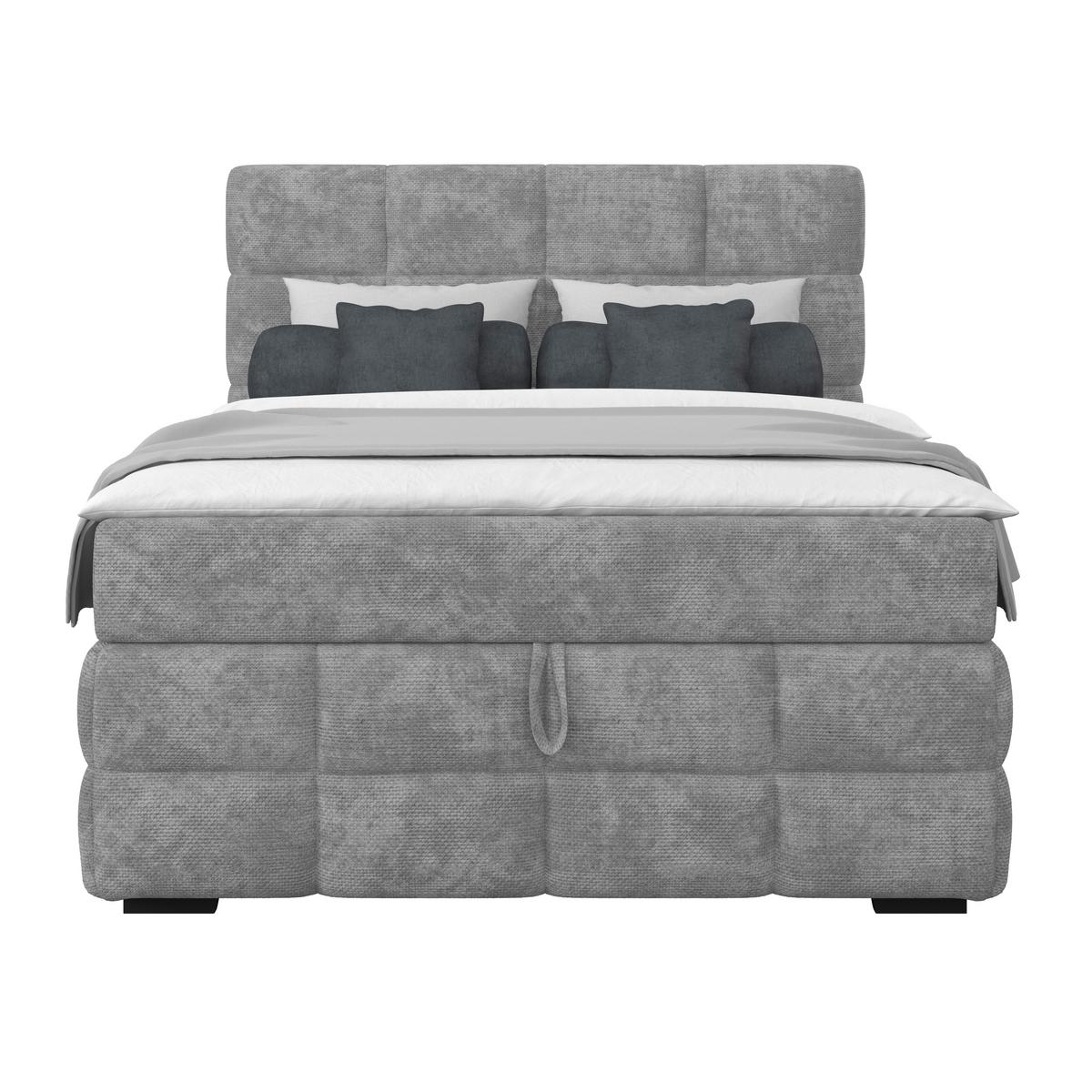 Čalúnená posteľ VEGA 140x200 cm, sivá - čierna/sivá, Trend, drevo/textil (140/200cm)