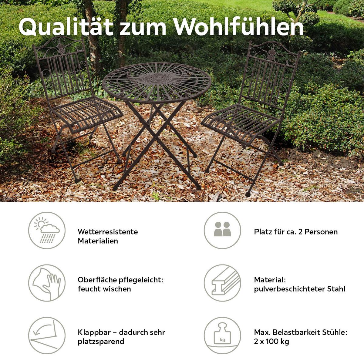 Balkonmöbel Set Mangan Metall - Rostfarben, Basics, Metall (40/92/39cm) - Gardenson