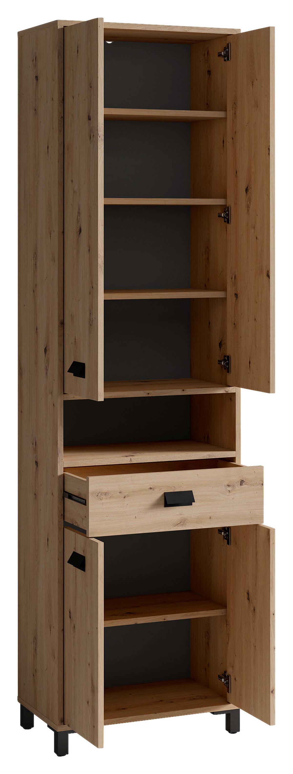 Hochschrank Wellness B: 54 Cm Artisan Eiche Dekor - Anthrazit/Schwarz, MODERN, Holzwerkstoff (54/193/31cm) - MID.YOU