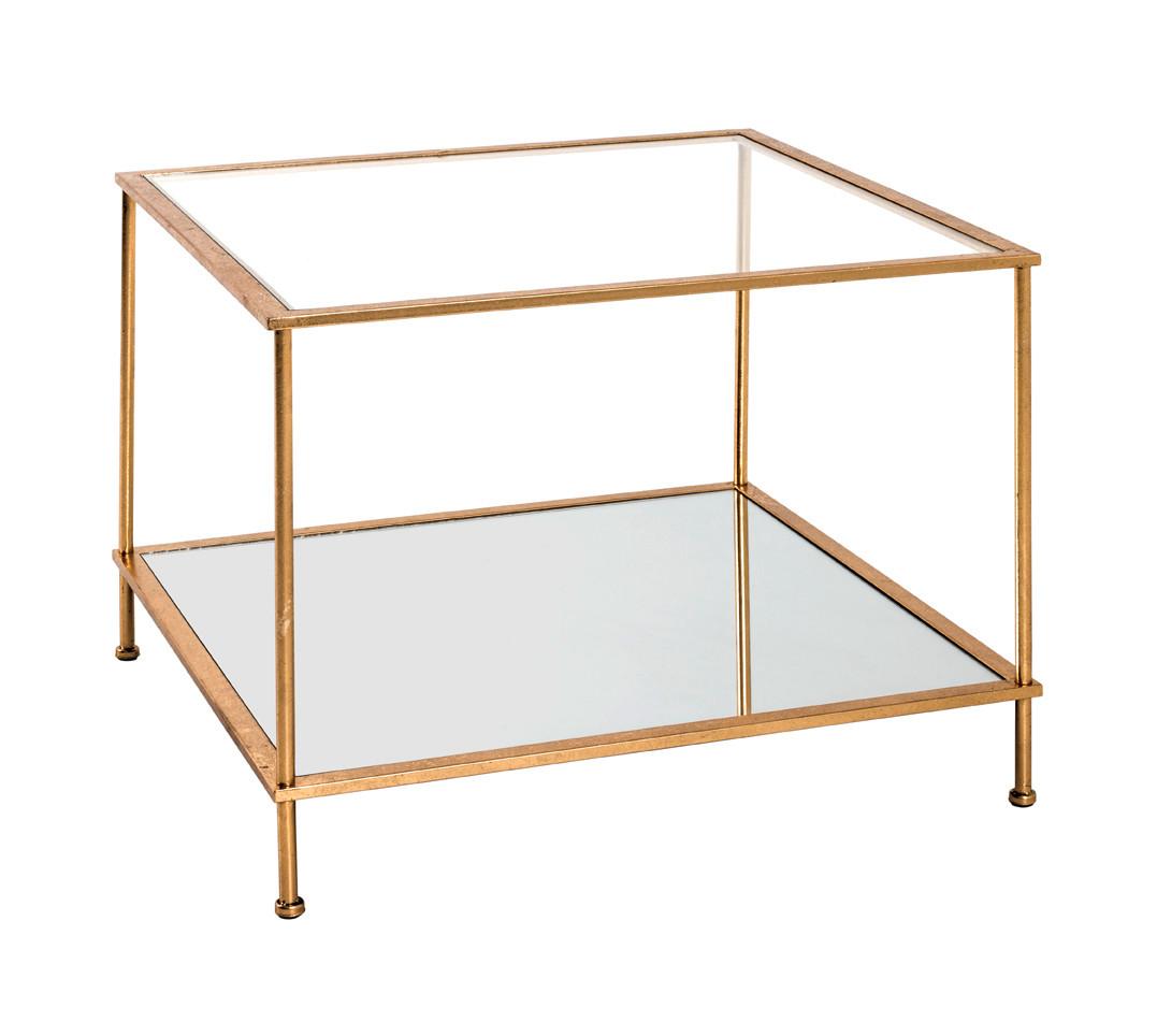 Beistelltisch mit Glasplatten Paris, Goldfarben - Goldfarben, Basics, Glas/Metall (60/45/60cm)