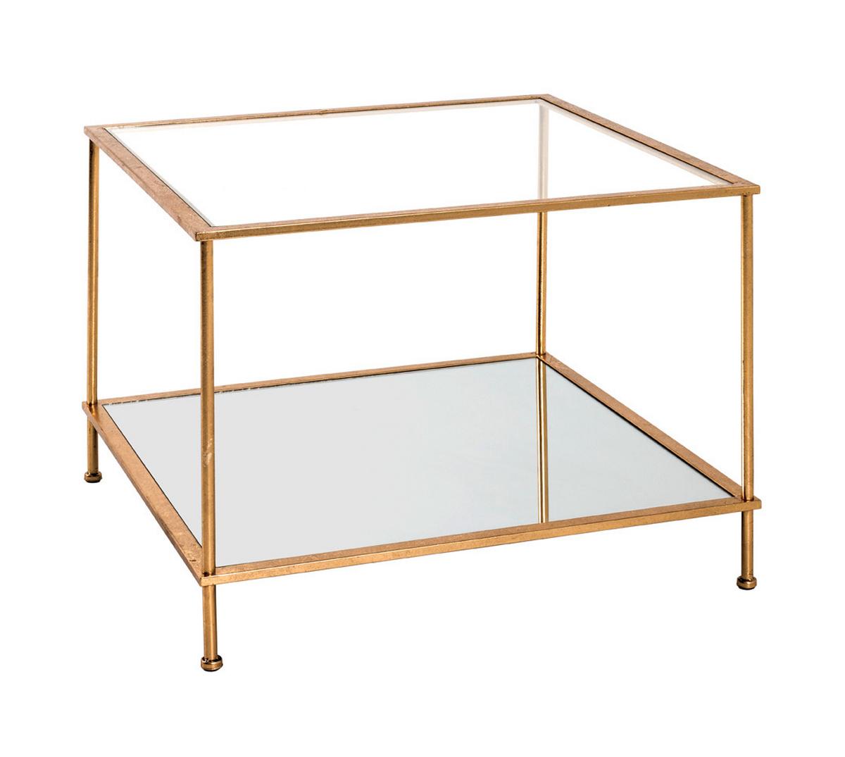 Beistelltisch Mit Glasplatten Paris, Goldfarben - Goldfarben, Basics, Glas/Metall (60/45/60cm)