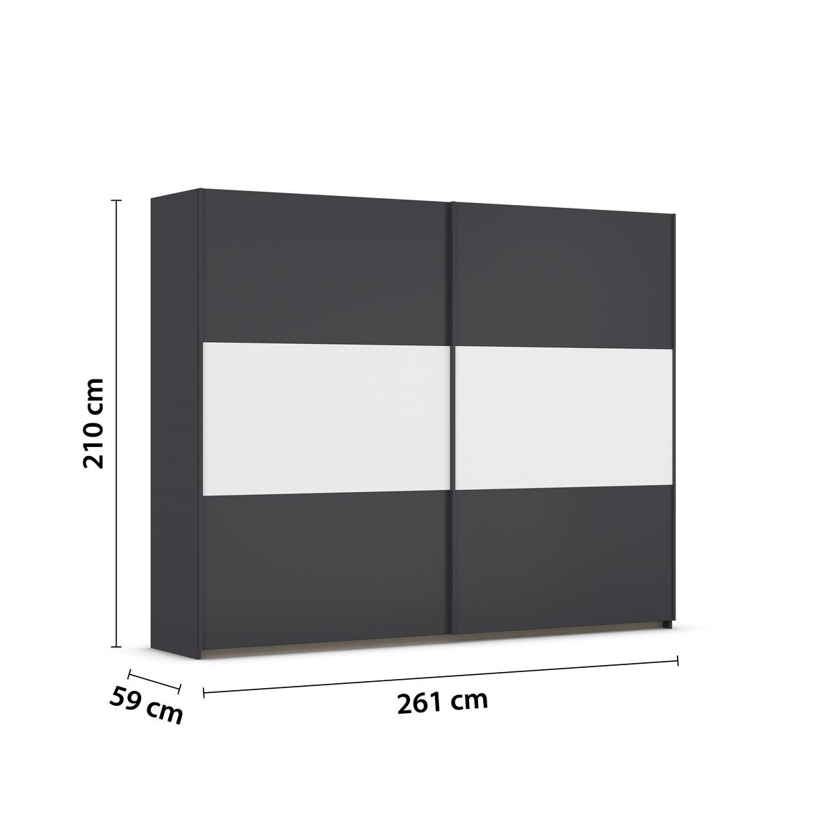 Schwebetürenschrank Neo Grau Weiß B: 261 cm - Weiß/Grau, MODERN, Holzwerkstoff (261/210/59cm) - Rauch Möbel