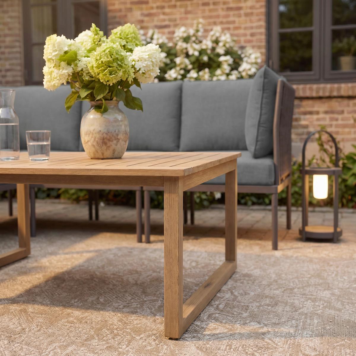 TERASOVÁ SEDACÍ SOUPRAVA ELORA - světle šedá/přírodní barvy, Moderní, kov/textil (223/75/74cm) - Bessagi Garden