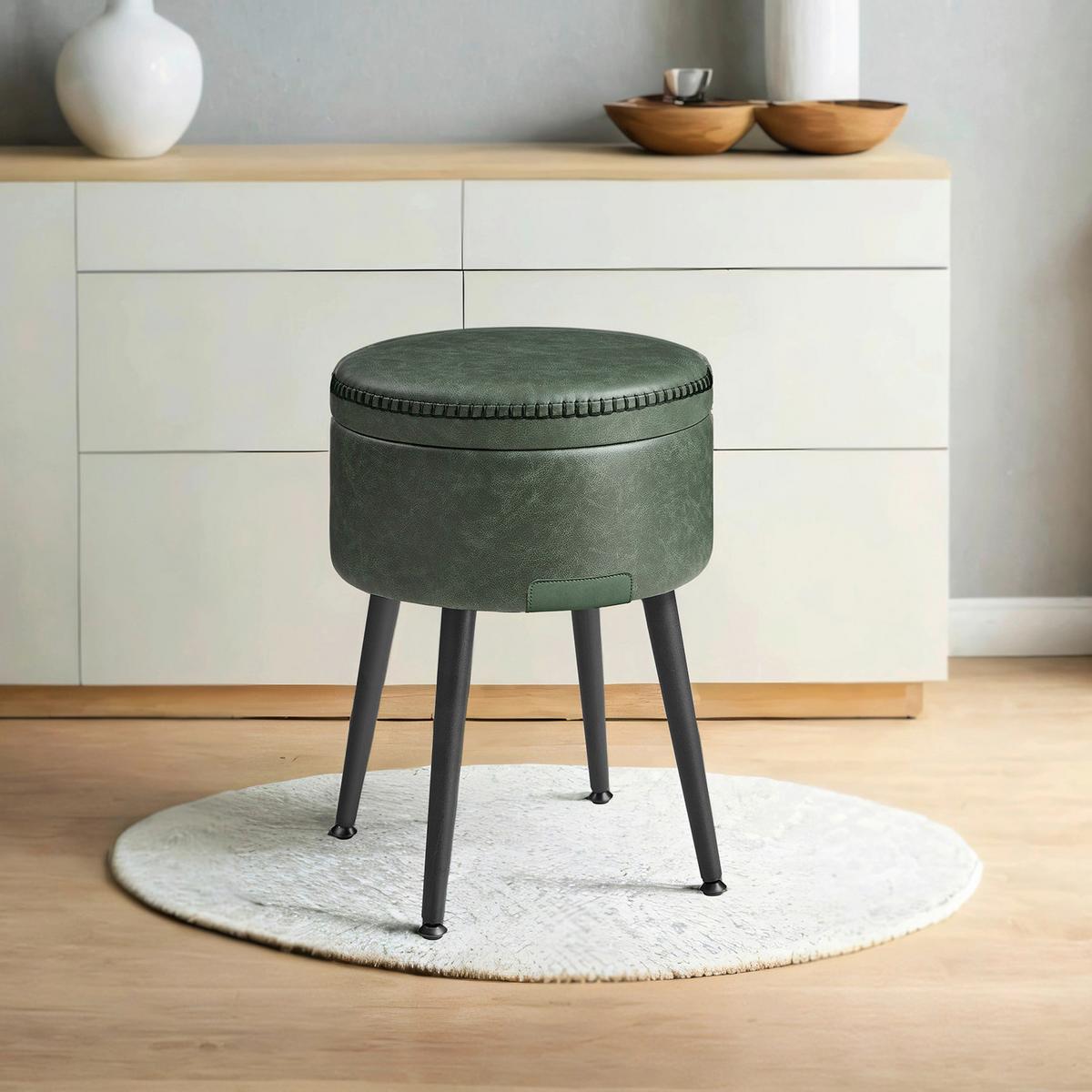 Hocker Schwarz, Dunkelgrün B: 32 cm - Dunkelgrün/Creme, Trend, Holzwerkstoff/Textil (32/44/32cm) - MID.YOU