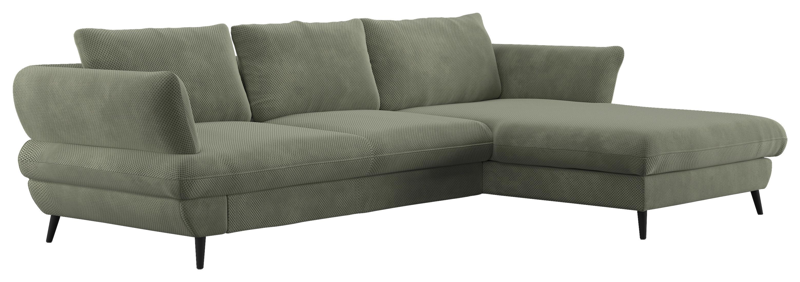 WOHNLANDSCHAFT Balou, Grün S: 281x181 cm - Schwarz/Grün, Design, Textil (281/181cm) - Livetastic