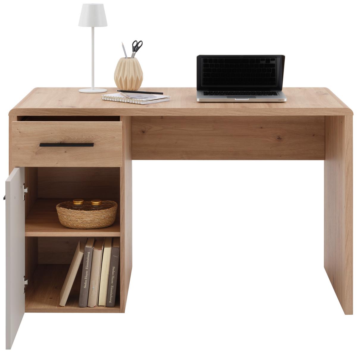 Schreibtisch Mit Stauraum B 120cm H 75,5cm Fontana Plus - Kaschmir/Eichefarben, MODERN, Holzwerkstoff (120/75,5/60cm)