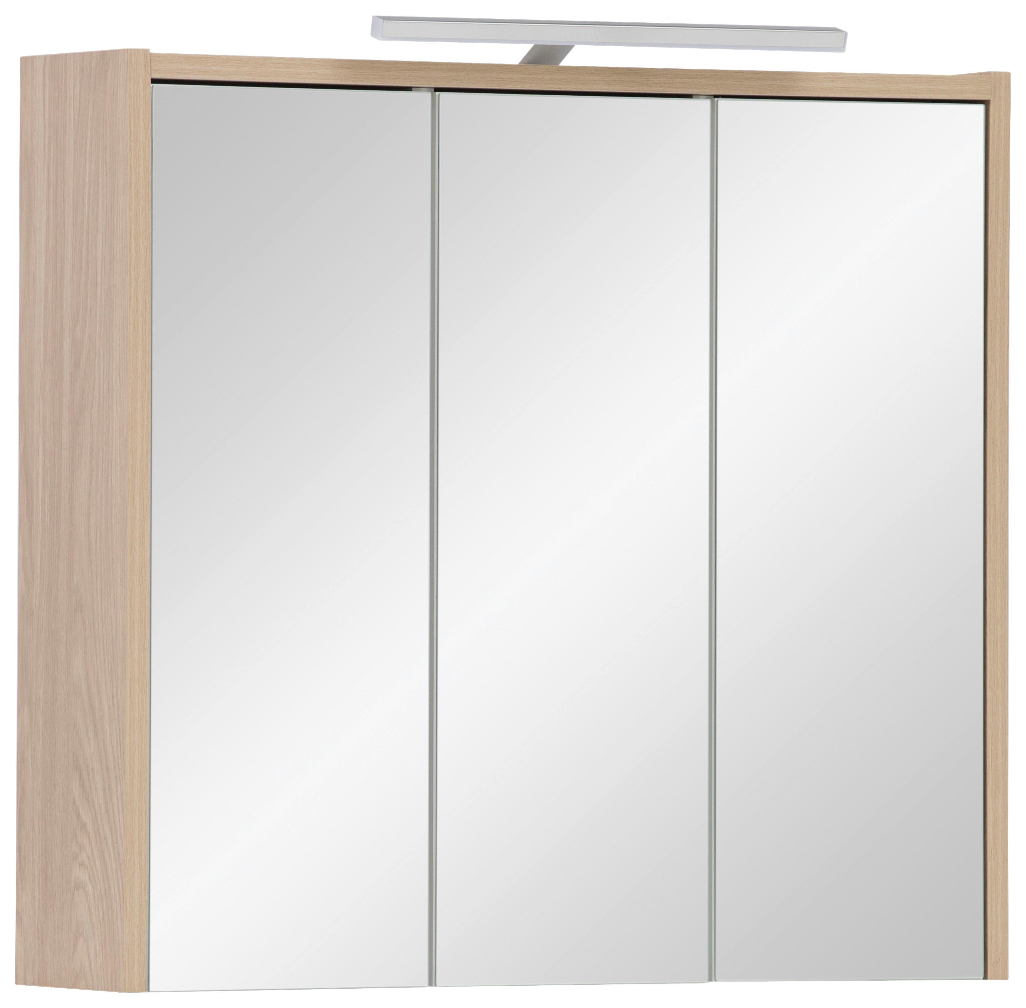 Spiegelschrank Juba Sps 650 mit Led Eiche Dekor - Eichefarben, MODERN, Glas/Holzwerkstoff (65/64/16cm) - MID.YOU