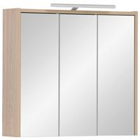 Spiegelschrank Juba Sps 650 mit Led Eiche Dekor - Eichefarben, MODERN, Glas/Holzwerkstoff (65/64/16cm) - MID.YOU