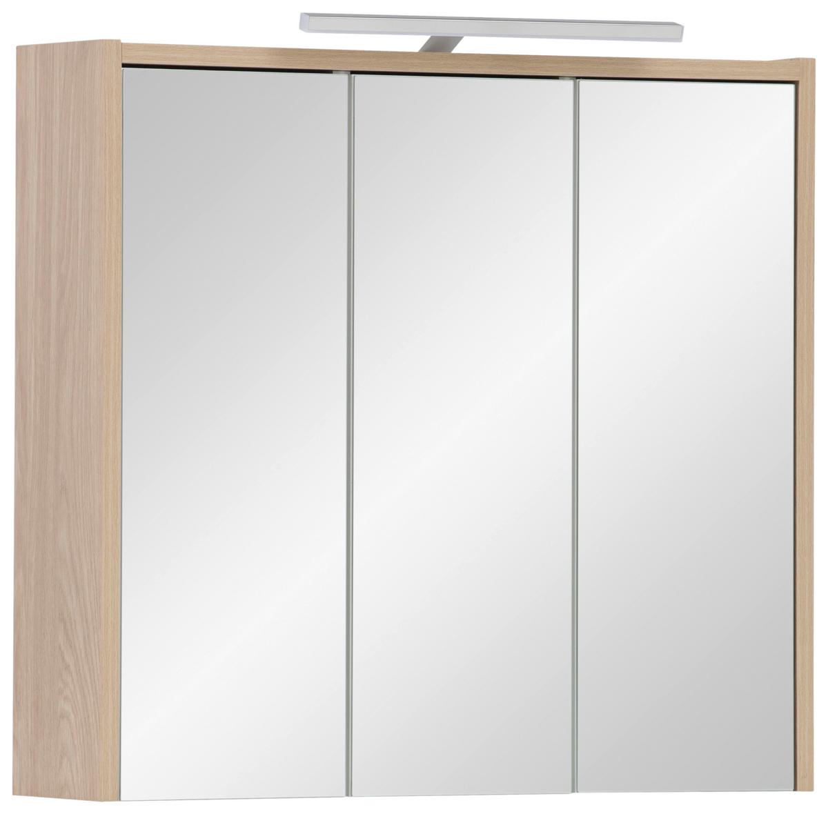 Spiegelschrank Juba Sps 650 mit Led Eiche Dekor - Eichefarben, MODERN, Glas/Holzwerkstoff (65/64/16cm) - MID.YOU