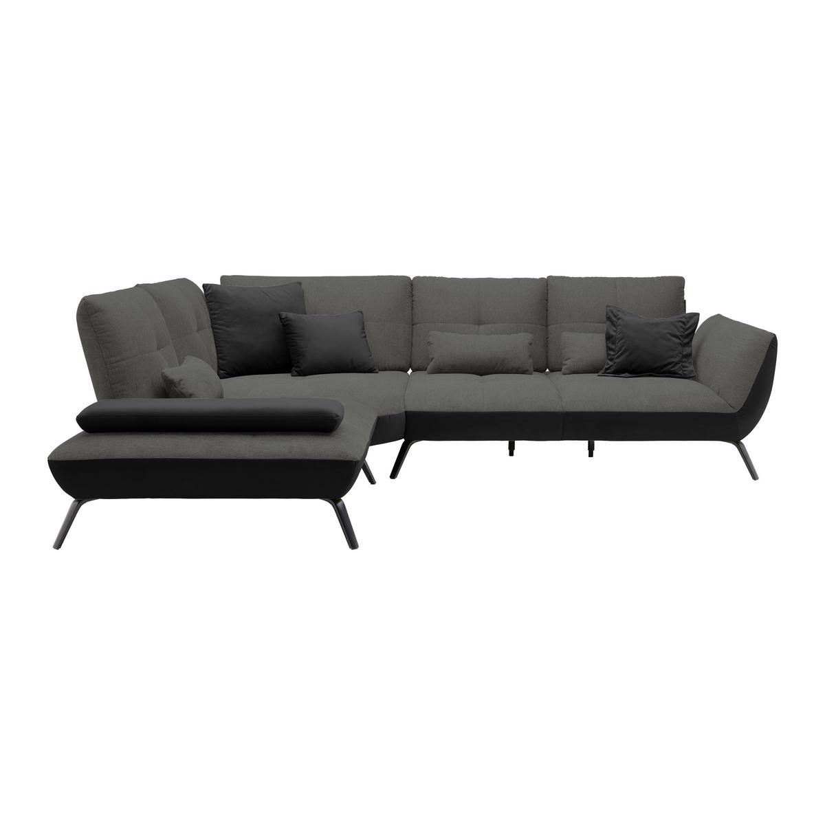 Rohová sedačka TRENDY, levá, černá / antracitová - černá/antracitová, Moderní, kov/kompozitní dřevo (250/93/310cm) - Premium Living