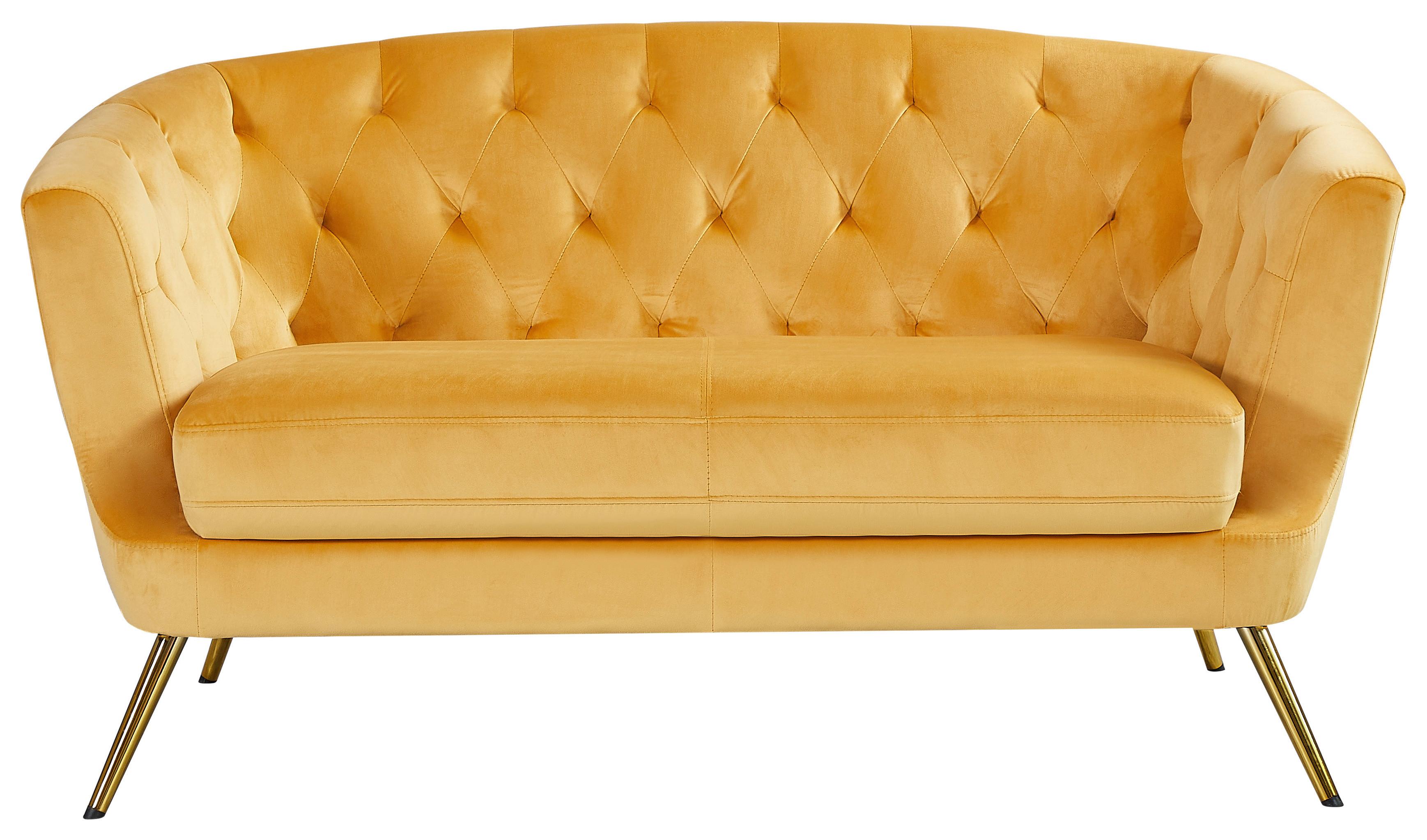 2-sitzer-sofa Lita Gelb Samt Chesterfield-Design