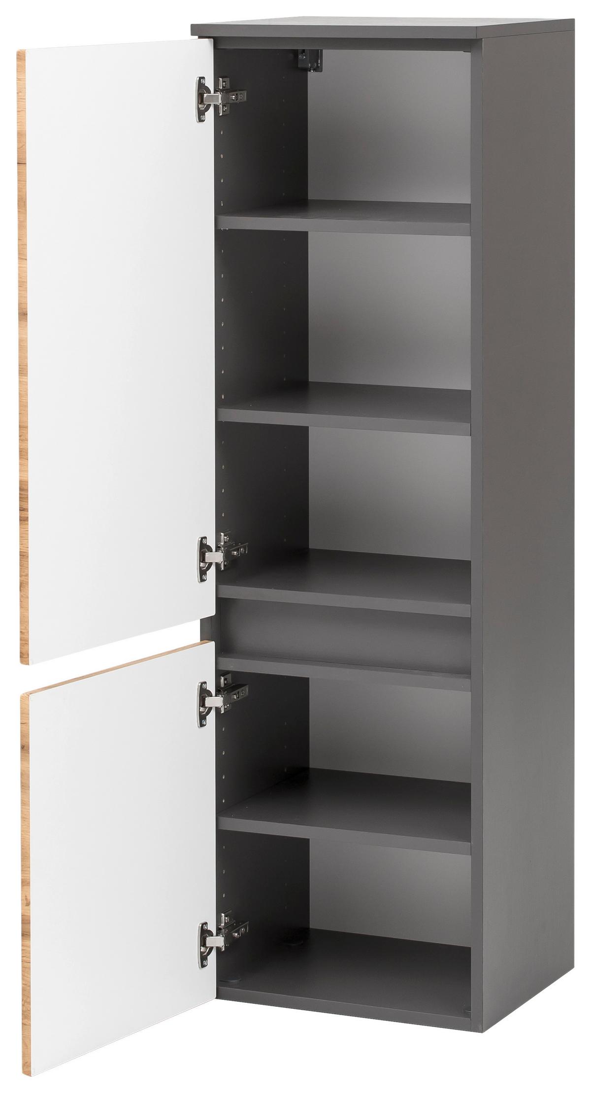 Mididschrank Kopenhagen B: 40 cm Grau/Eiche Dekor - Eichefarben/Silberfarben, KONVENTIONELL, Holzwerkstoff (40/130/35cm) - Held