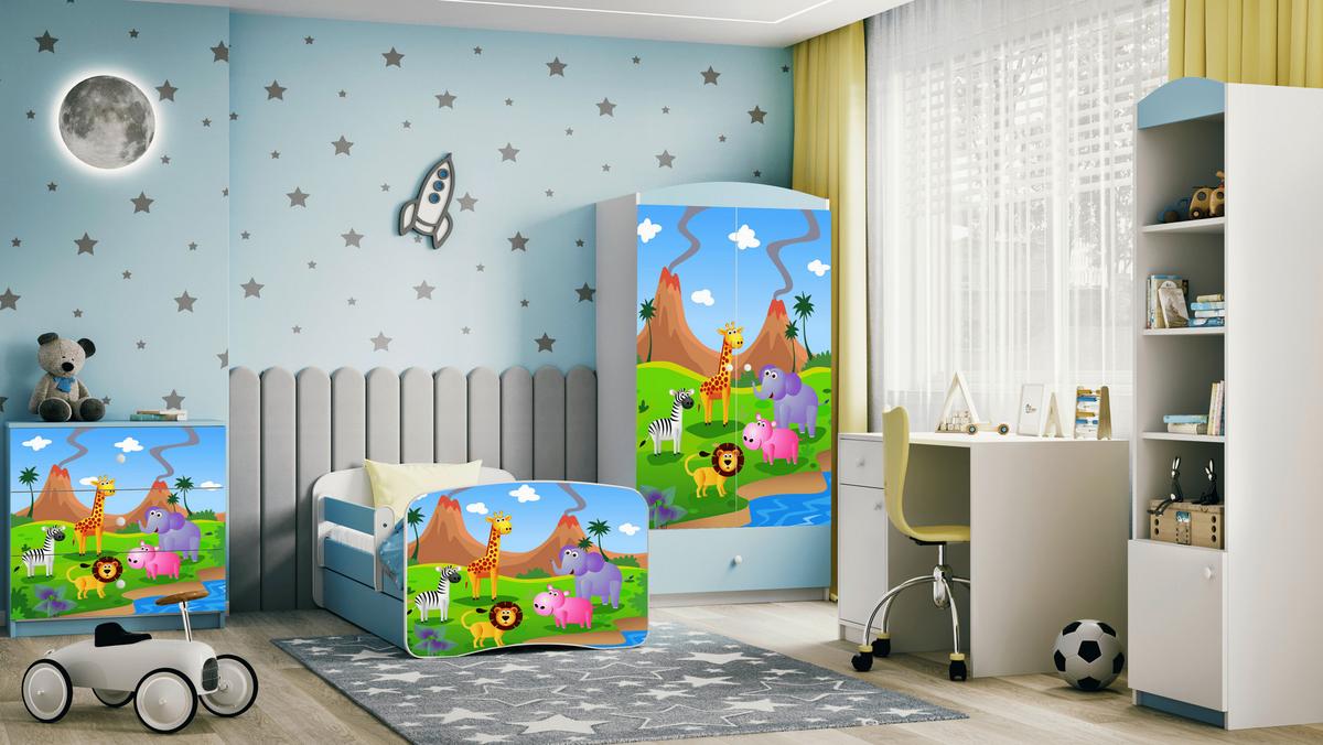 Kinder-/Juniorbett Babydreams inkl. Matratze 80x160 - Blau/Birkefarben, MODERN, Holz/Holzwerkstoff (80/160cm) - MID.YOU