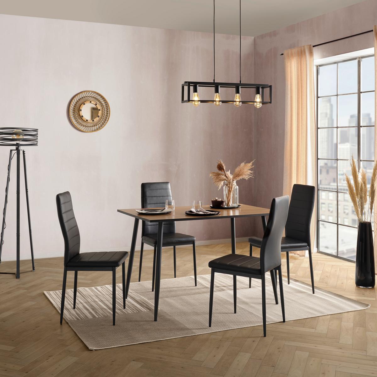 Esstisch Tom 120x76x80 Cm Naturfarben/schwarz - Schwarz/Naturfarben, KONVENTIONELL, Holzwerkstoff/Metall (120/76/80cm)