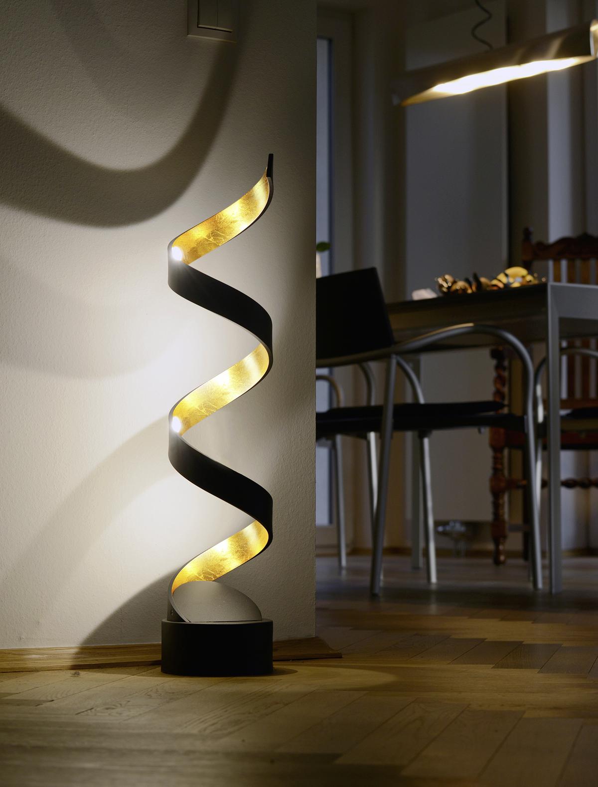 Tischlampe Helix Schwarz/ Goldfarben - Goldfarben/Schwarz, Design, Metall (14,5/66cm)