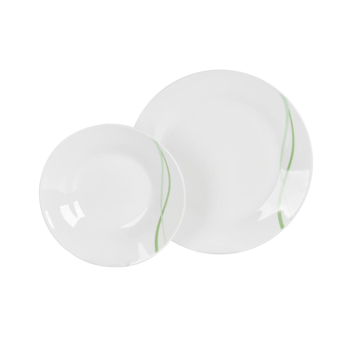 Tafelservice Kata - Weiß/Grün, KONVENTIONELL, Keramik - Luca Bessoni