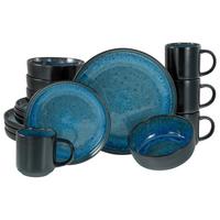 Kombiservice Nordic Fjord Schwarz, Hellblau L: 38 cm - Schwarz/Hellblau, Basics, Keramik - Creatable