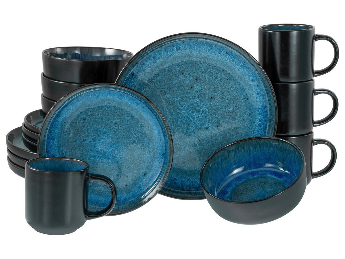 Kombiservice Nordic Fjord Schwarz, Hellblau L: 38 cm - Schwarz/Hellblau, Basics, Keramik - Creatable