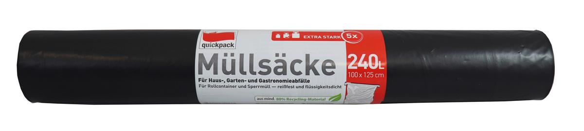 Müllbeutel Blacki, 240 Liter Blacki - Schwarz, KONVENTIONELL, Kunststoff - Quick Pack