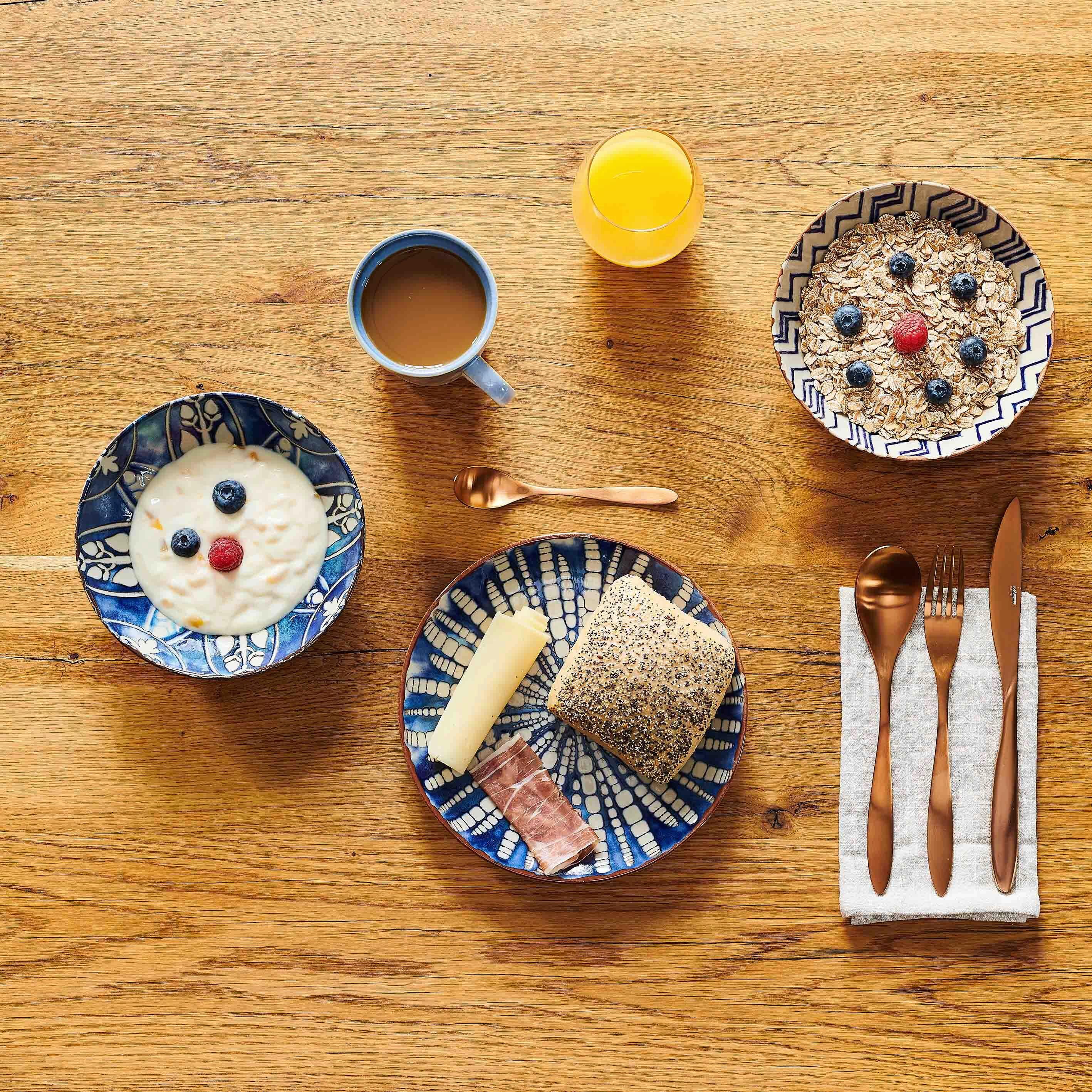 Tafelservice Iberico Blue 4 Personen Geschirr Set - Blau/Weiß, Basics, Keramik (36,3/36,5/34,1cm) - Mäser