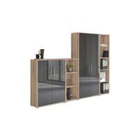 Office Edition B:257cm Sonoma Eiche/Anthrazit - Anthrazit Hochglanz/Sonoma Eiche, MODERN, Holzwerkstoff (257/186/33cm) - MID.YOU