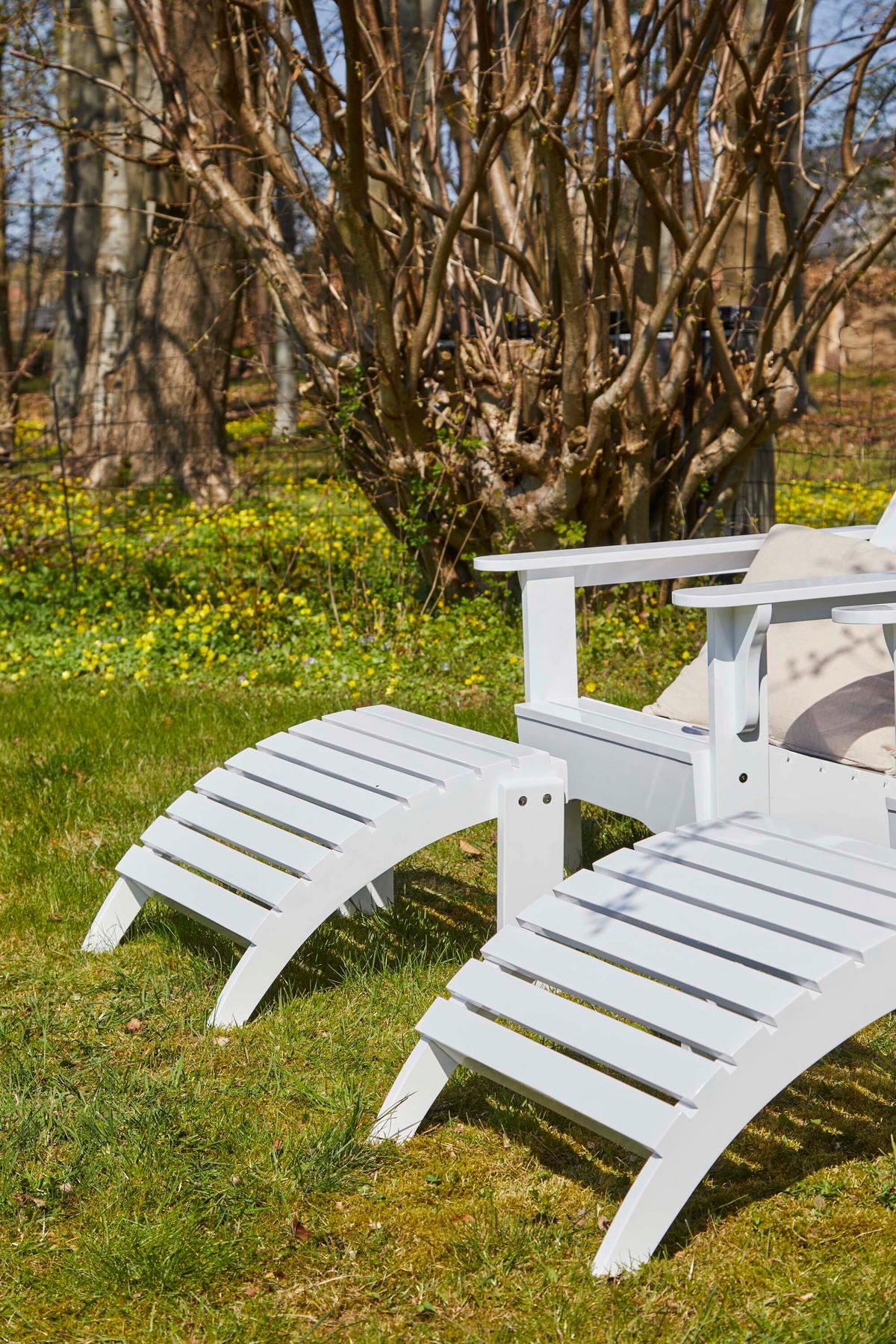 Gartenliege Adirondak, Weiß 105x88x80 cm - Weiß Hochglanz, Natur, Holz (105/88/80cm) - Gardenson