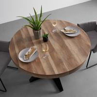 Rozkládací jídelní stůl LOUNA 120-160 cm - černá/barvy dubu, Moderní, kov (120-160/120/76cm) - Bessagi Home