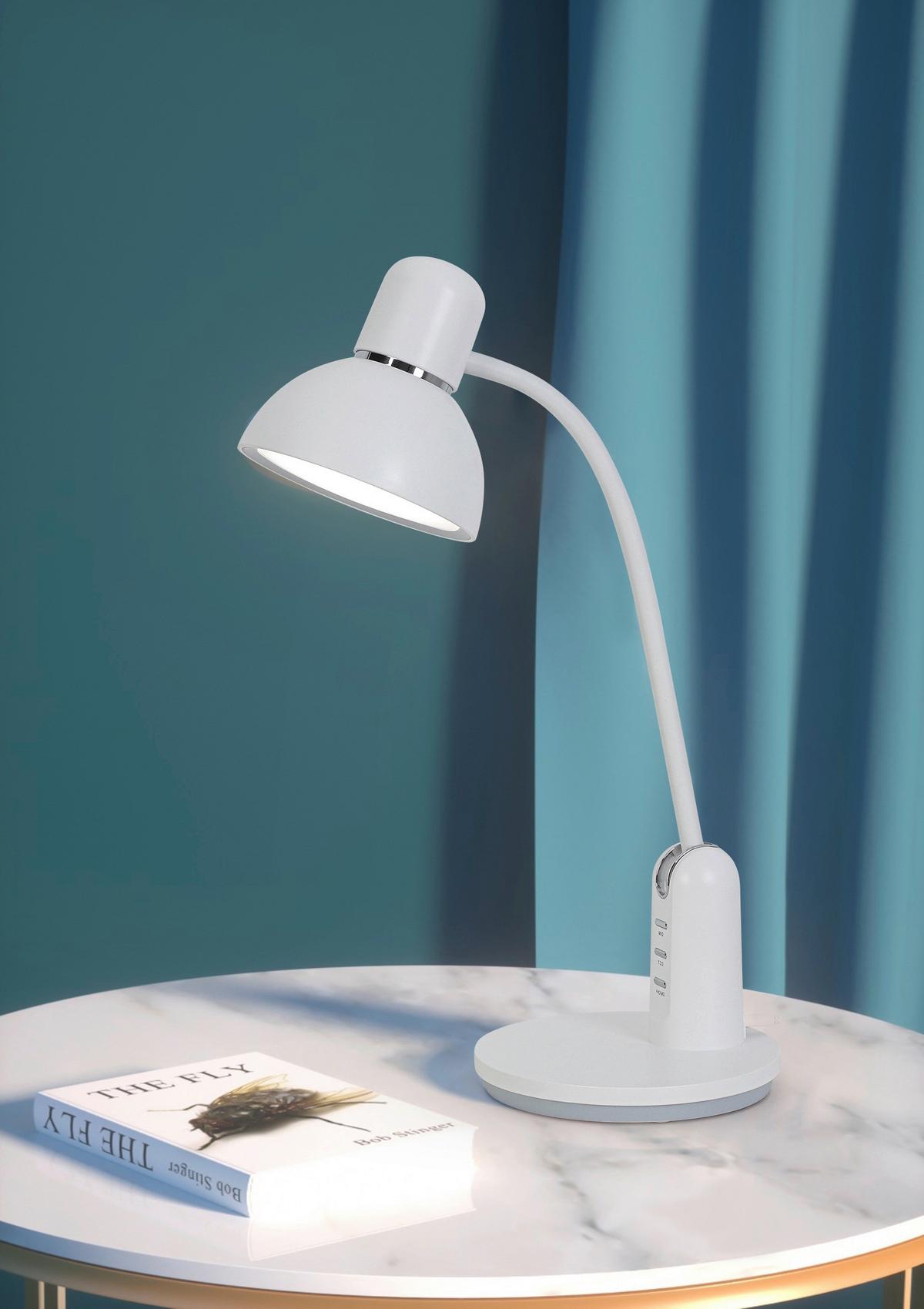 Led-schreibtischleuchte Luana - Chromfarben/Weiß, MODERN, Kunststoff (23,9/16,4/46,7cm) - Luca Bessoni