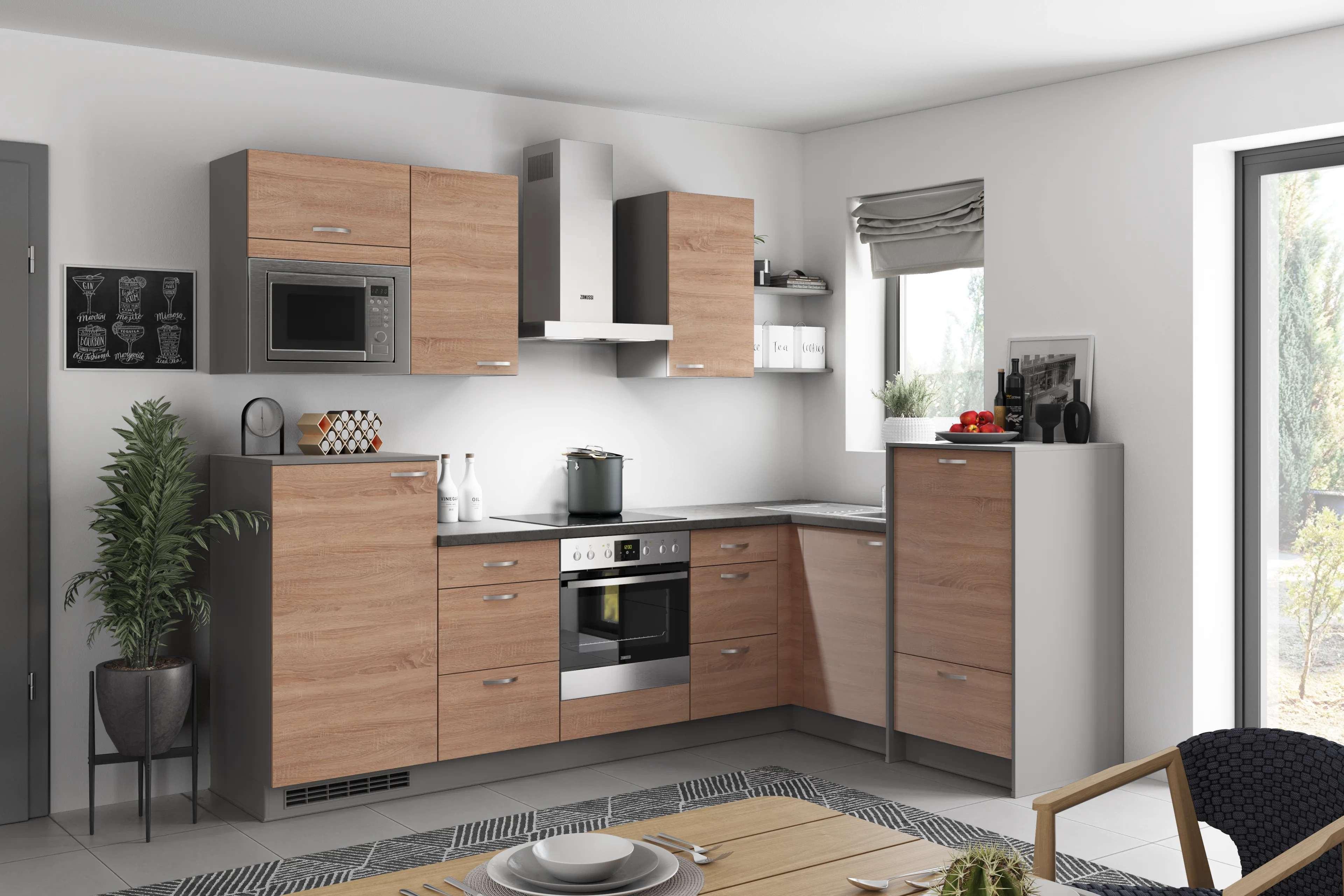 Eckküche Plan - Eichefarben/Anthrazit, MODERN, Holzwerkstoff (280/178cm) - Express