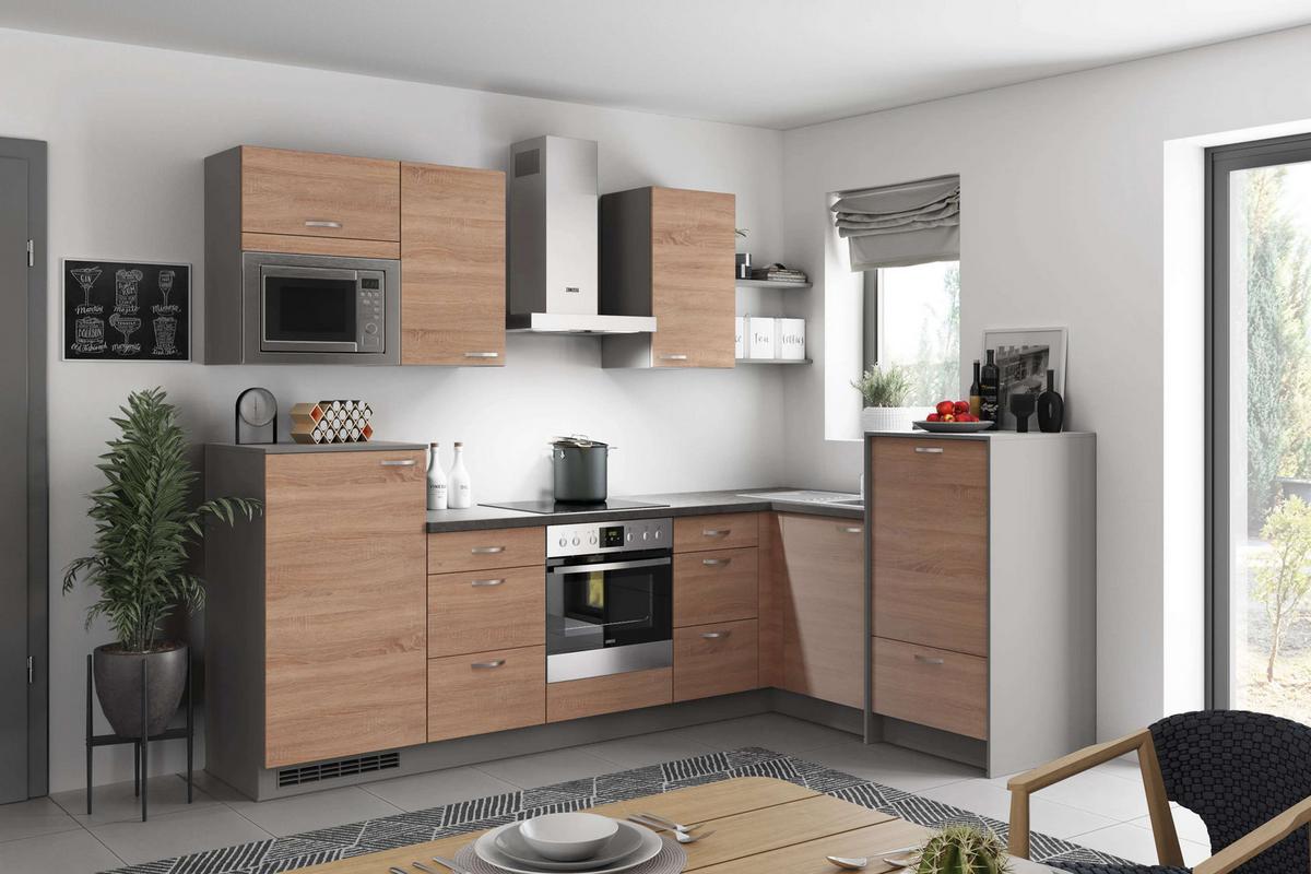 Eckküche Plan - Eichefarben/Anthrazit, MODERN, Holzwerkstoff (280/178cm) - Express