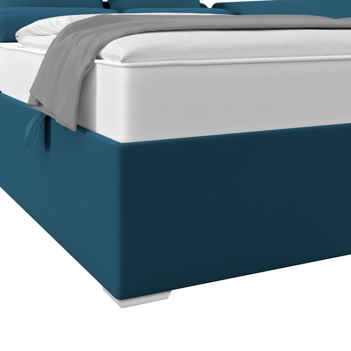 Polsterbett Remi - Chromfarben/Dunkelblau, MODERN, Holz/Textil (140/200cm)