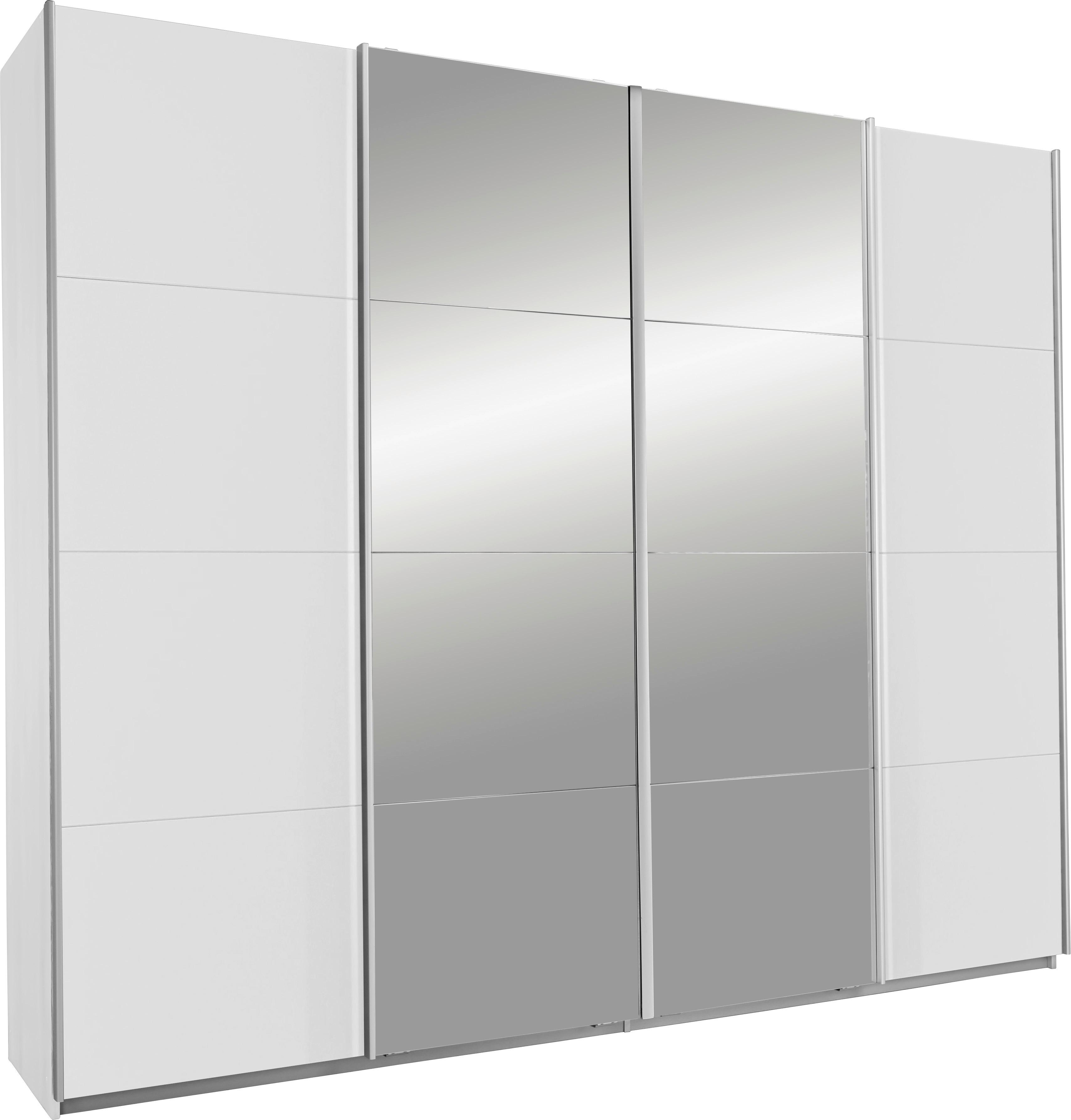 Šatní skříň se zrcadlem Bensheim bílá - bílá, Konvenční, kompozitní dřevo (270/230/62cm)