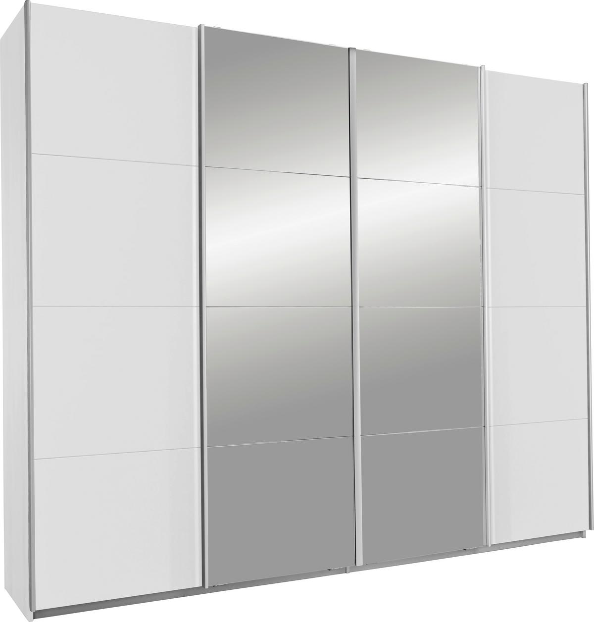 Šatní skříň se zrcadlem Bensheim bílá - bílá, Konvenční, kompozitní dřevo (270/230/62cm)