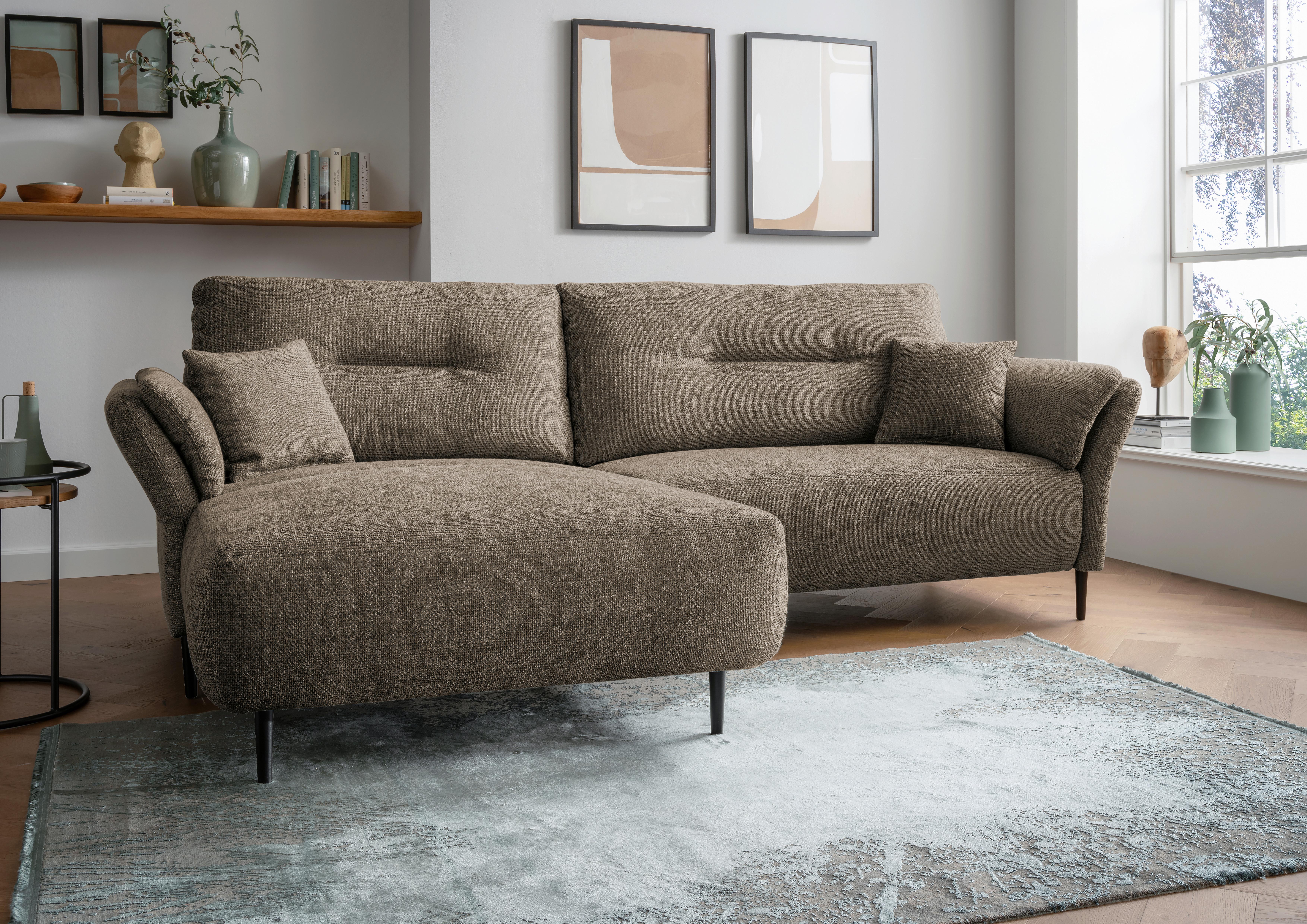 Ecksofa Piatelli Cappuccino S: 269x172 cm - Schwarz/Cappuccino, MODERN, Textil (269/172cm) - MID.YOU