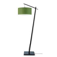 Stehlampe Andes Grün/Schwarz mit Fußschalter - Schwarz/Grün, Design, Naturmaterialien/Textil (47/176/23cm) - Good & Mojo