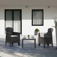 Balkonmöbel Set Akita Kunststoff mit Kissen - Anthrazit/Grau, MODERN, Kunststoff/Textil - Ondega
