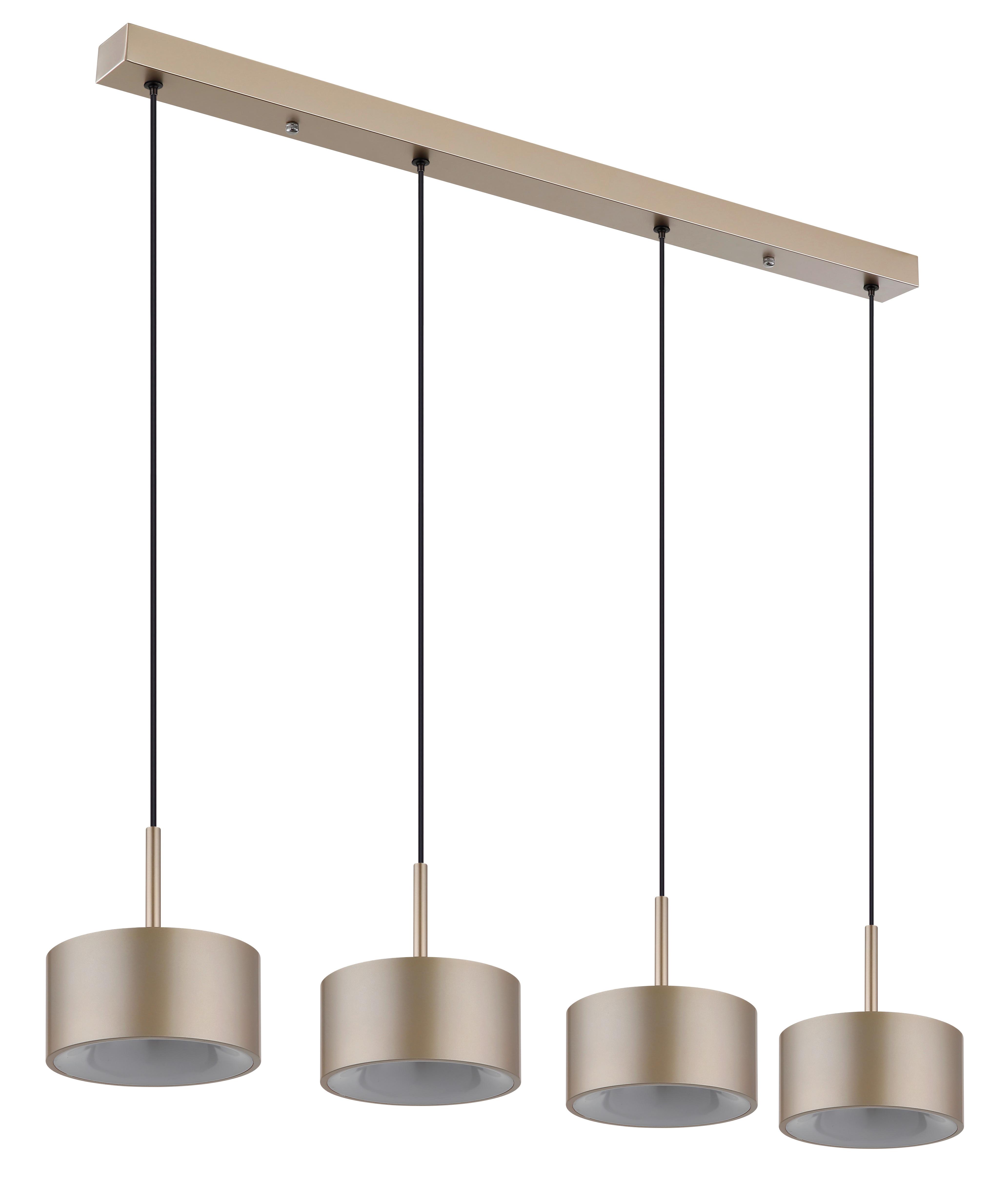 LED-HÄNGELEUCHTE 3000K, 40W, 5100lm - Champagner/Transparent, Design, Kunststoff/Metall (86/15/150cm) - Globo