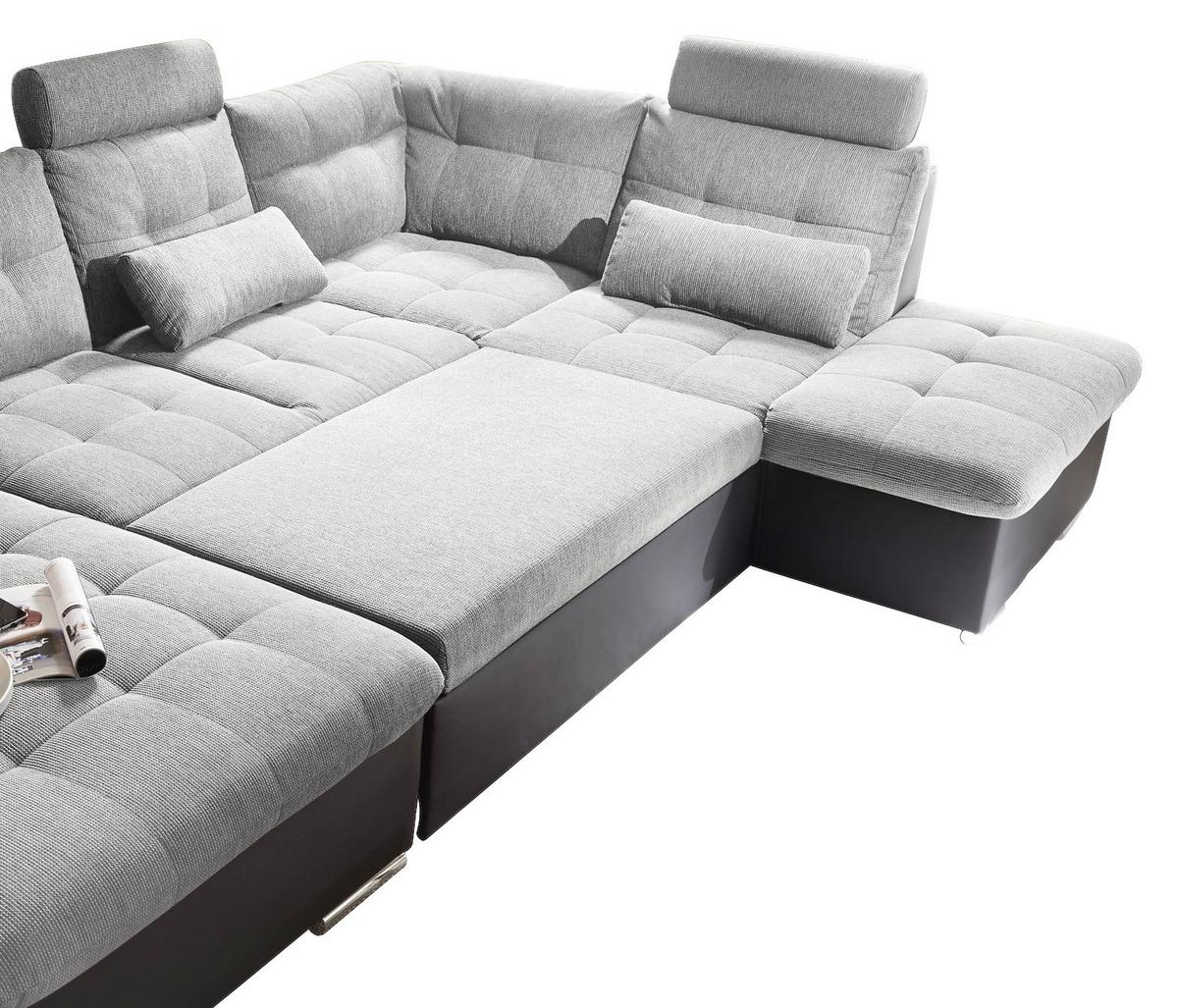 Sedacia súprava v tvare U JAKARTA, strieborná / čierna - čierna/strieborná, Modern, kompozitné drevo/textil (170/324/218cm) - MID.YOU