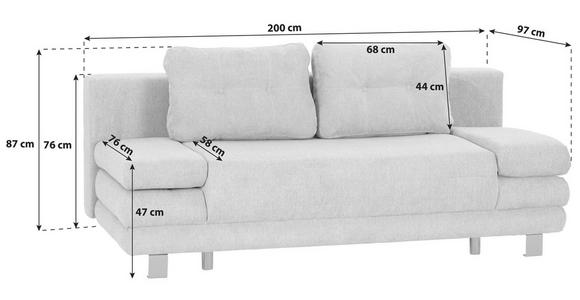 Boxspringsofa mit Schlaffunkt. und Bettkasten Palermo Grün - Schwarz/Grau, MODERN, Textil (200/76-87/97cm) - Luca Bessoni