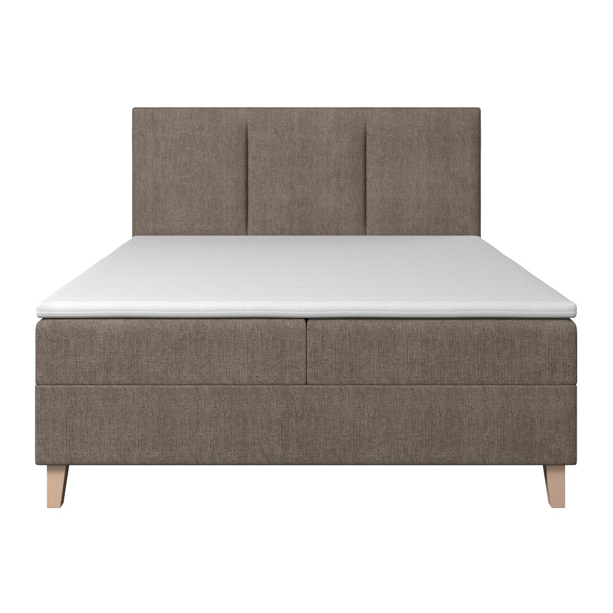 Boxspringová postel MONZA 160x200, hnědá - barvy dubu/hnědá, Moderní, dřevo/textil (160/200cm) - Bessagi Home