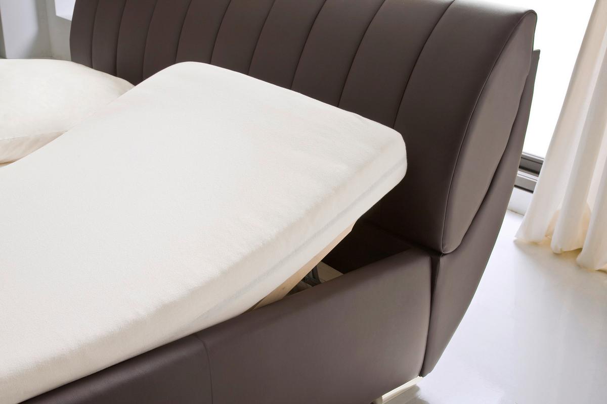 Polsterbett mit Bettkasten + Lattenrost 180x200 cm Bern - Chromfarben/Braun, Design, Holz/Textil (180/200cm) - Xora